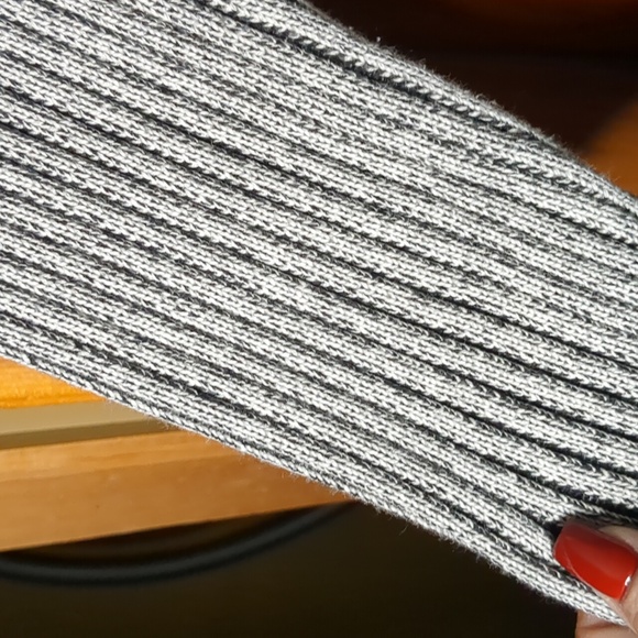 ALISON SHERI* faux belt y2k long sleeve ribbed striped grey/black round neck - Picture 4 of 12